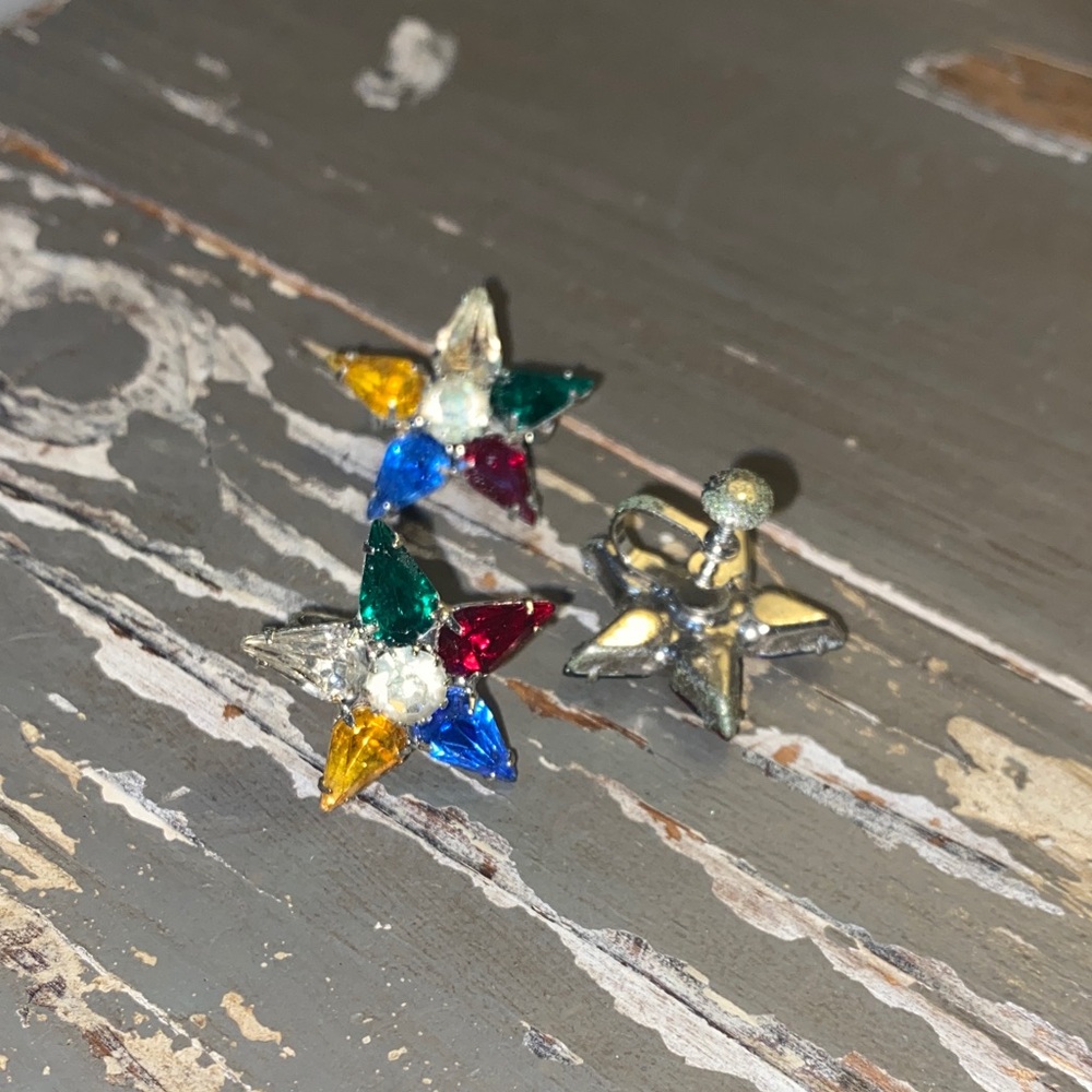 Vintage Order of Eastern Star Brooch and Clip on Earrings